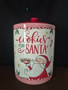 Bico Cartoon Santa Claus Cookies For Santa Ceramic 9 inch Air Tight Storage Jar,
